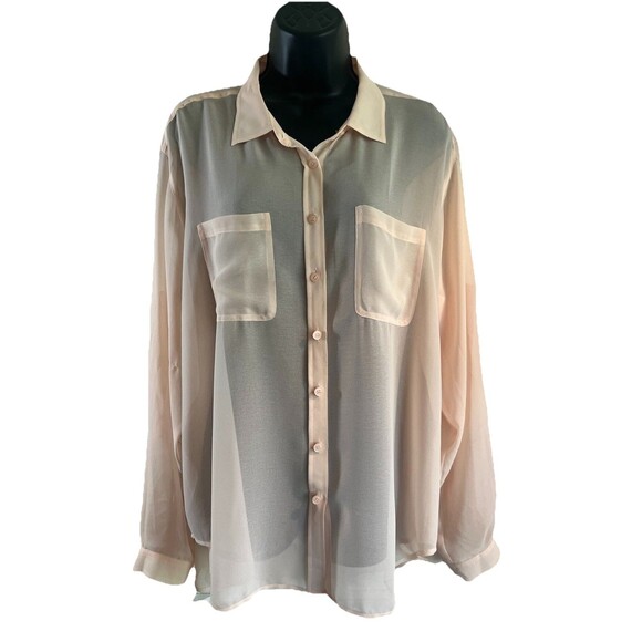 Victoria’s Secret Women’s Sheer Top Peach Pink Blouse See Through Size Large - Picture 1 of 13